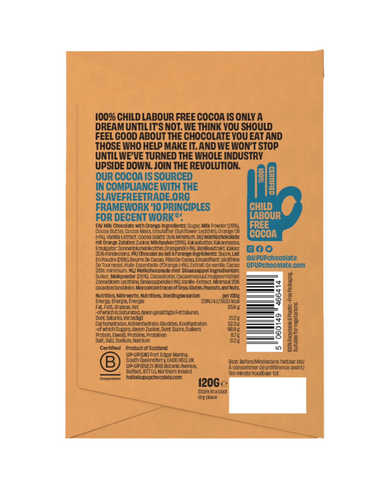 Sweet Orange Milk Chocolate 120g