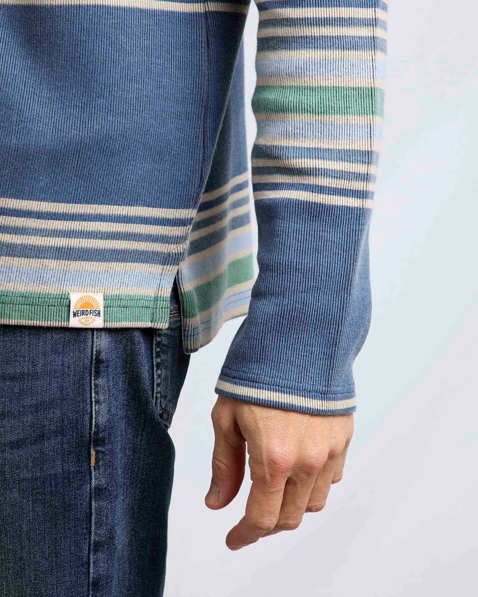 Caudale Ensign Blue Heavyweight Stripe Rib Rugby Shirt