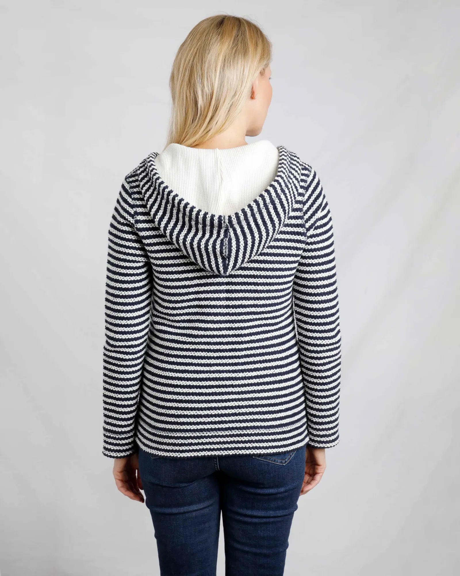 Fisher Ecru Eco Full Zip Stripe Hooded Macaroni
