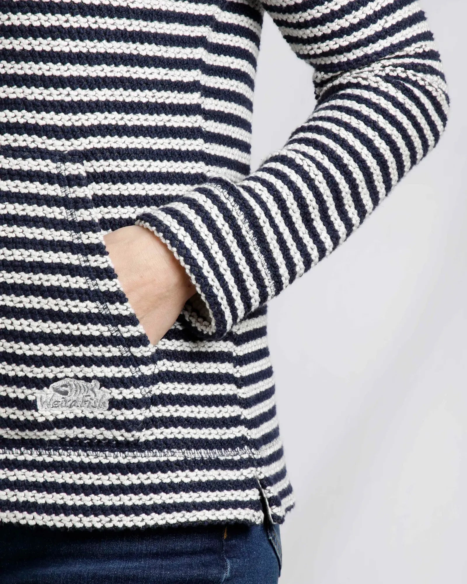 Fisher Ecru Eco Full Zip Stripe Hooded Macaroni