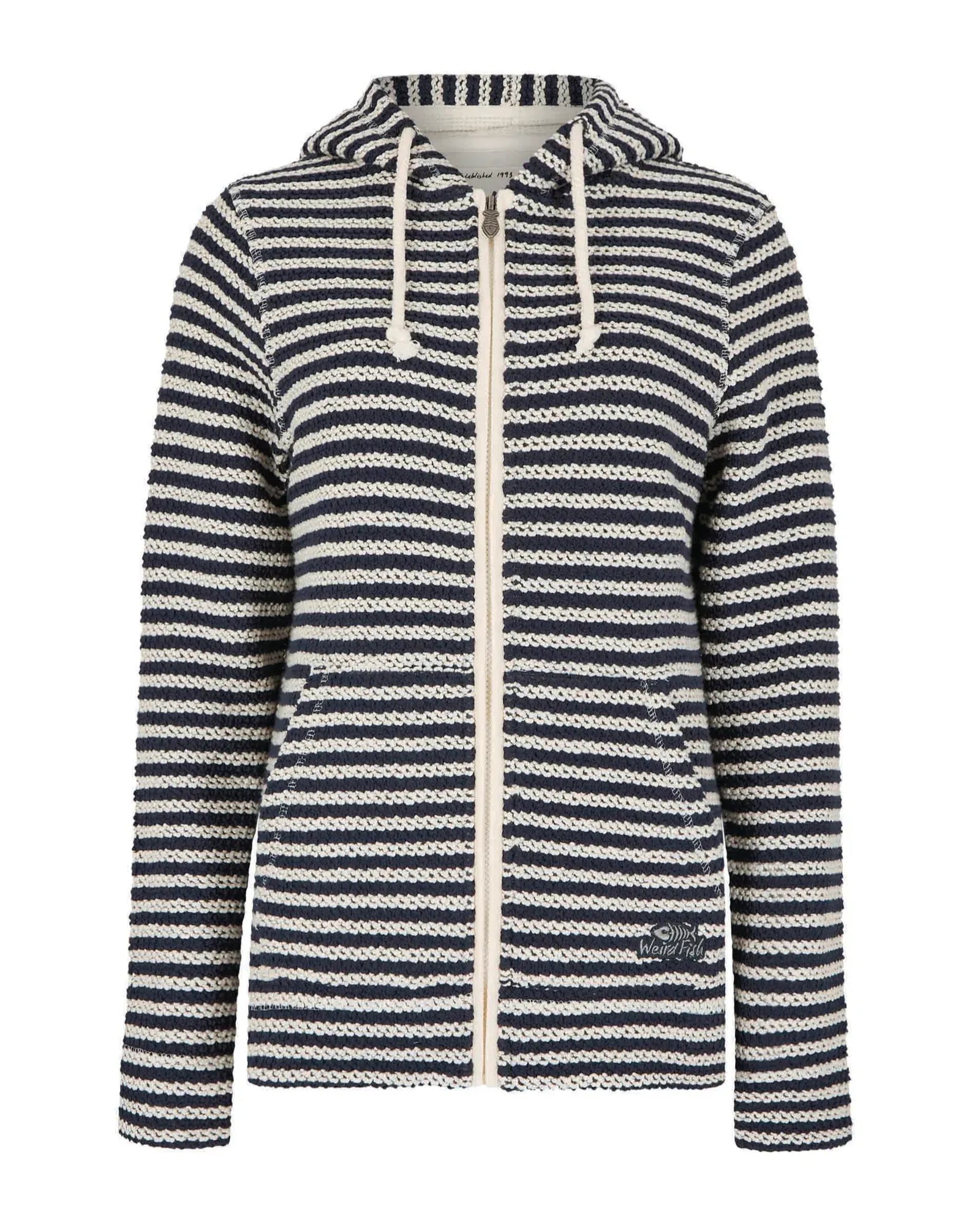 Fisher Ecru Eco Full Zip Stripe Hooded Macaroni