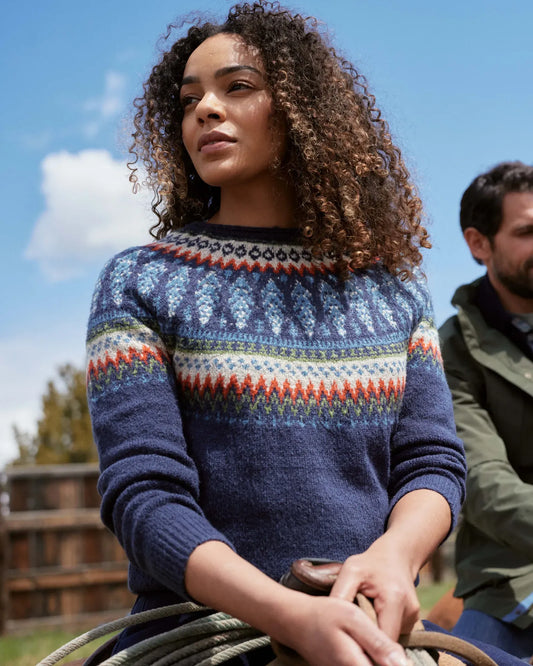 Lowell Patterned Fair Isle Jumper - Navy