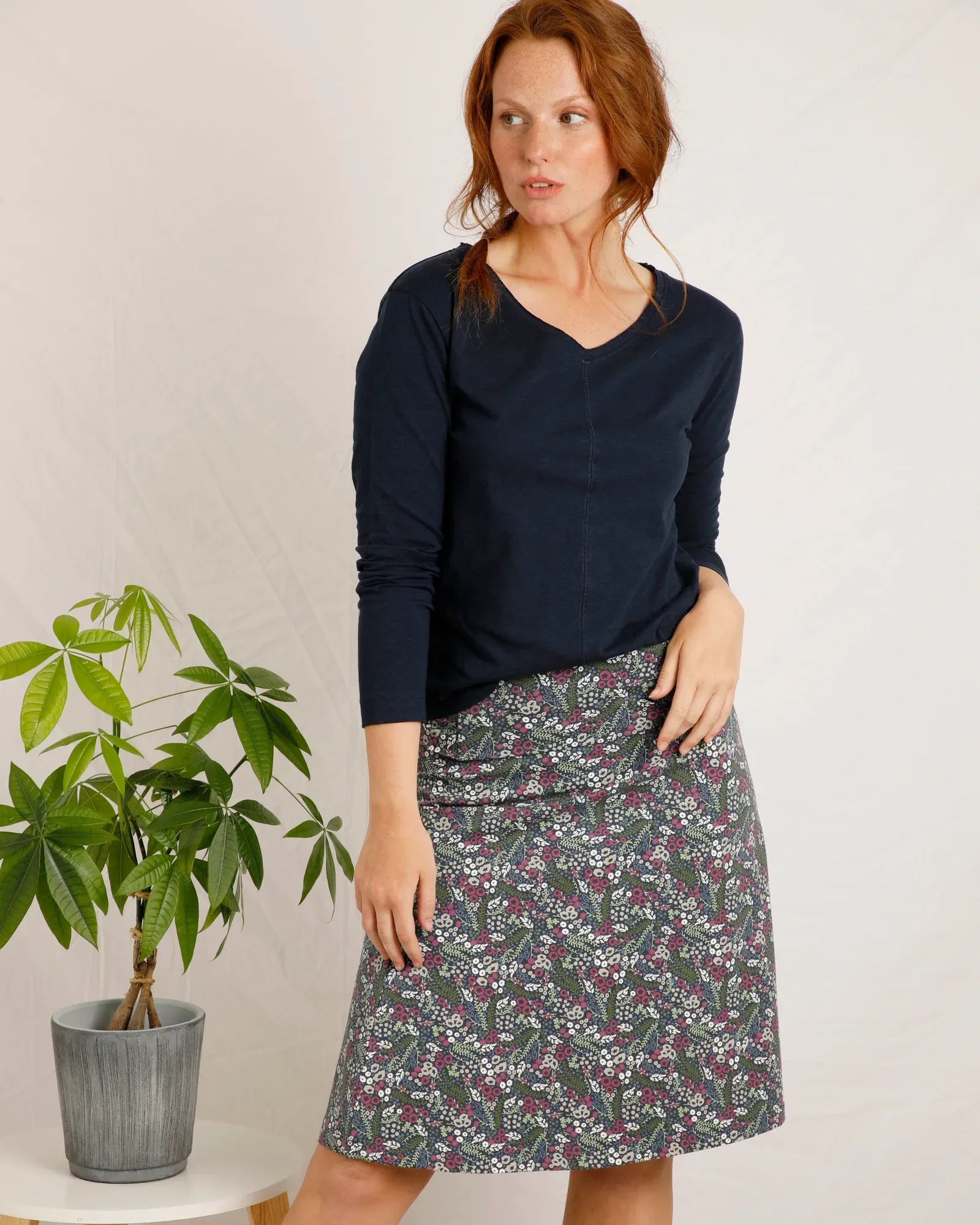 Malmo Organic Jersey Skirt - Navy
