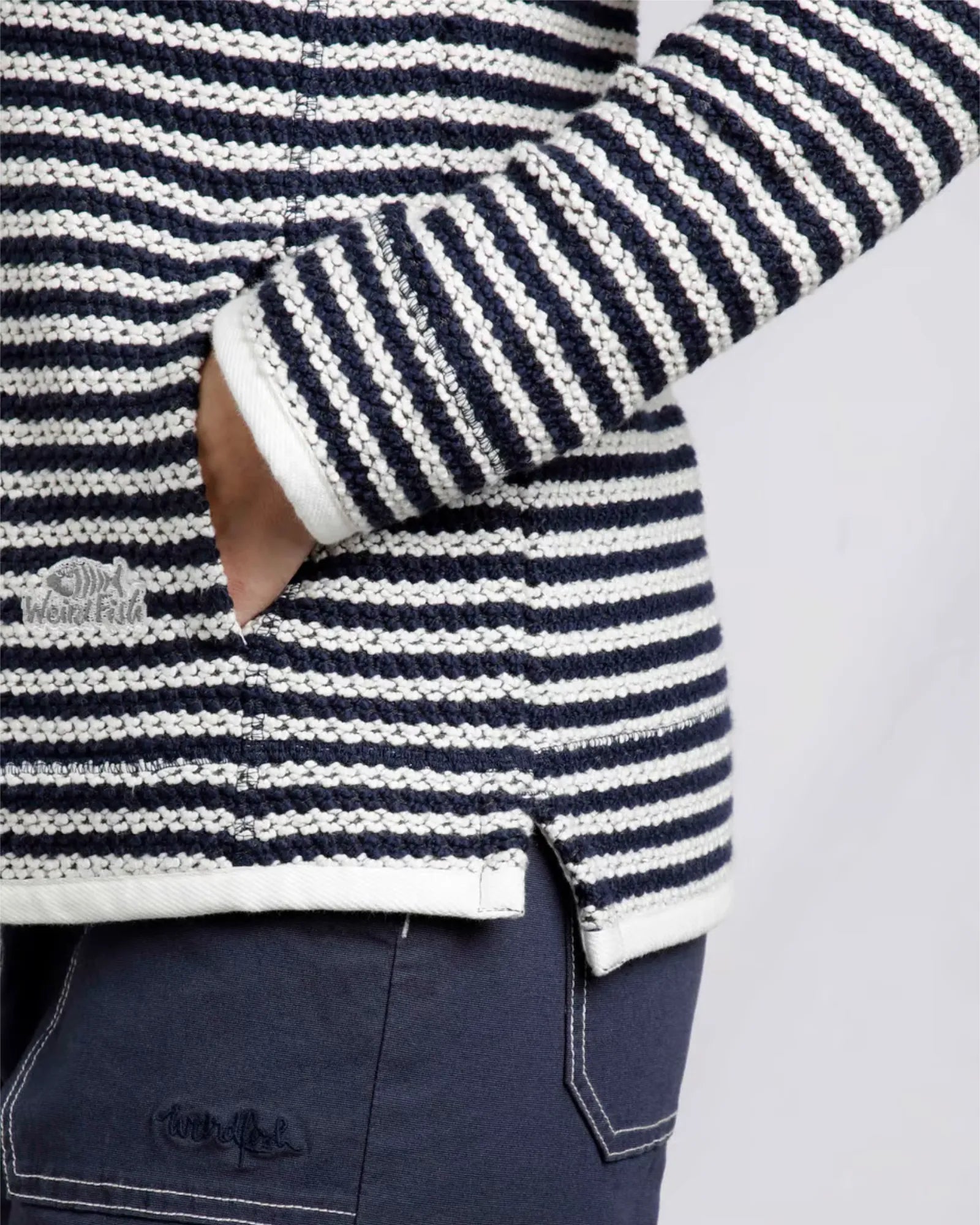 Meadow Ecru Eco 1/4 Zip Stripe Macaroni