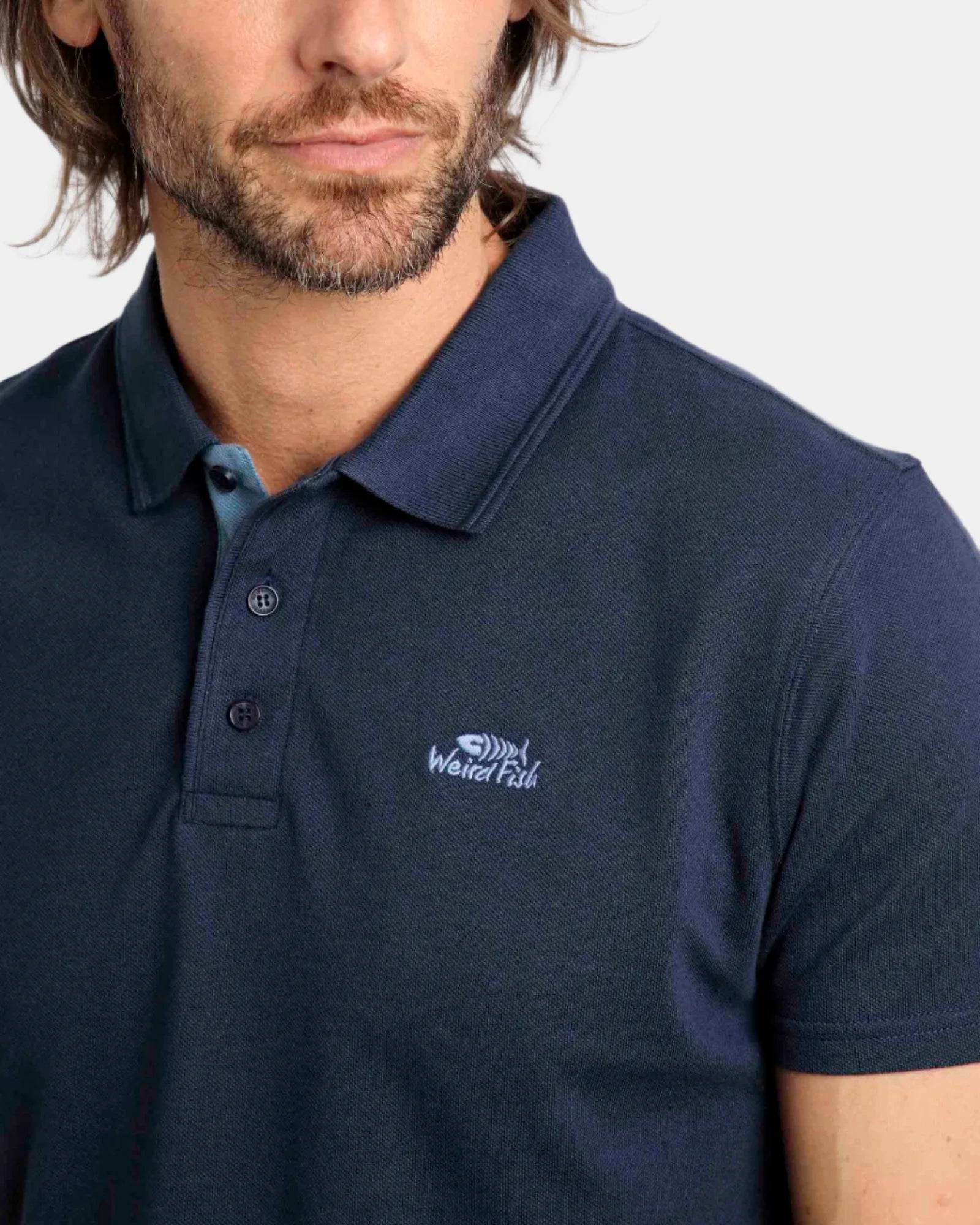 Miles Navy Organic Pique Polo