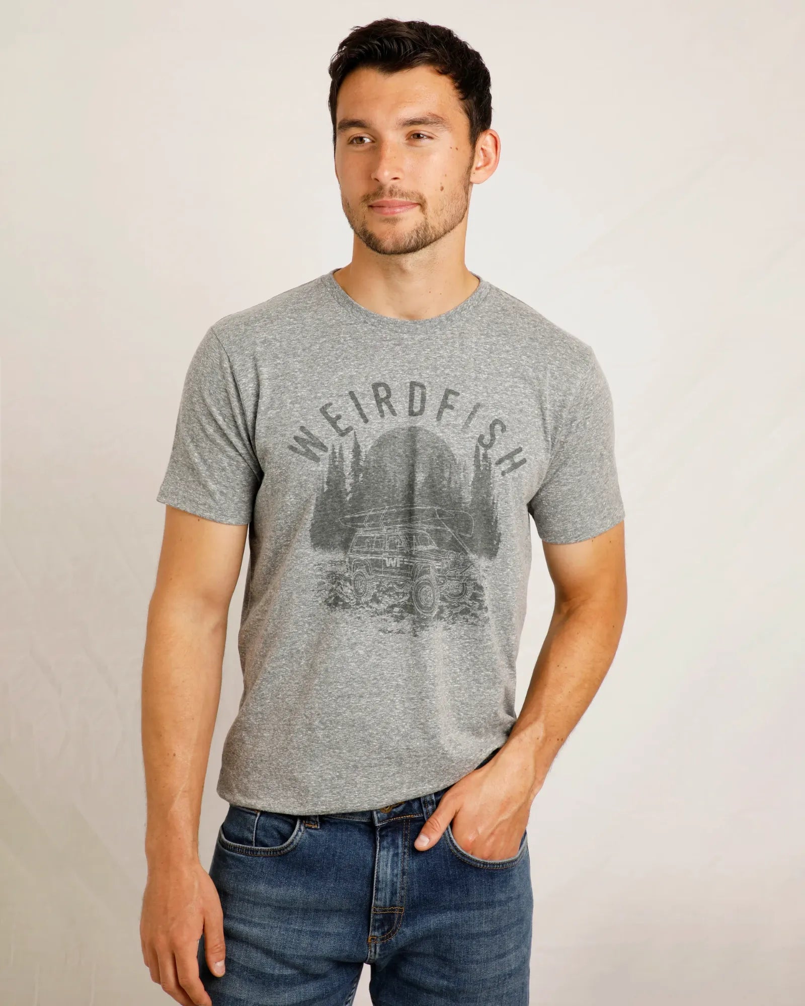 Off Grid Eco Snow Marl Graphic T-Shirt - Cement