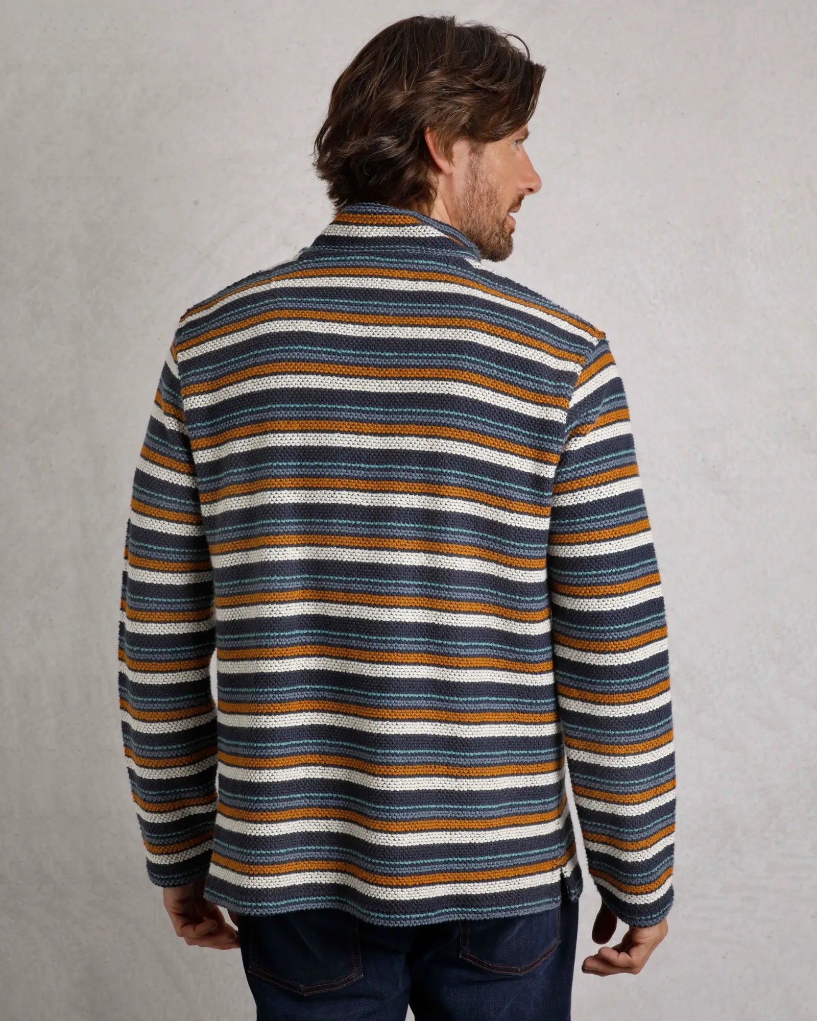 Oscar Navy 1/4 Zip Stripe Kierra Eco Macaroni