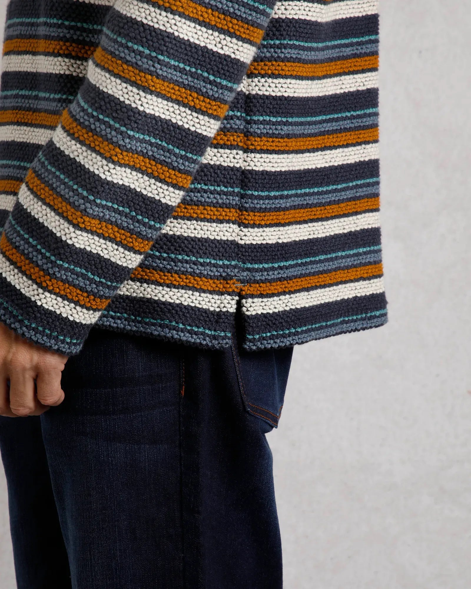 Oscar Navy 1/4 Zip Stripe Kierra Eco Macaroni
