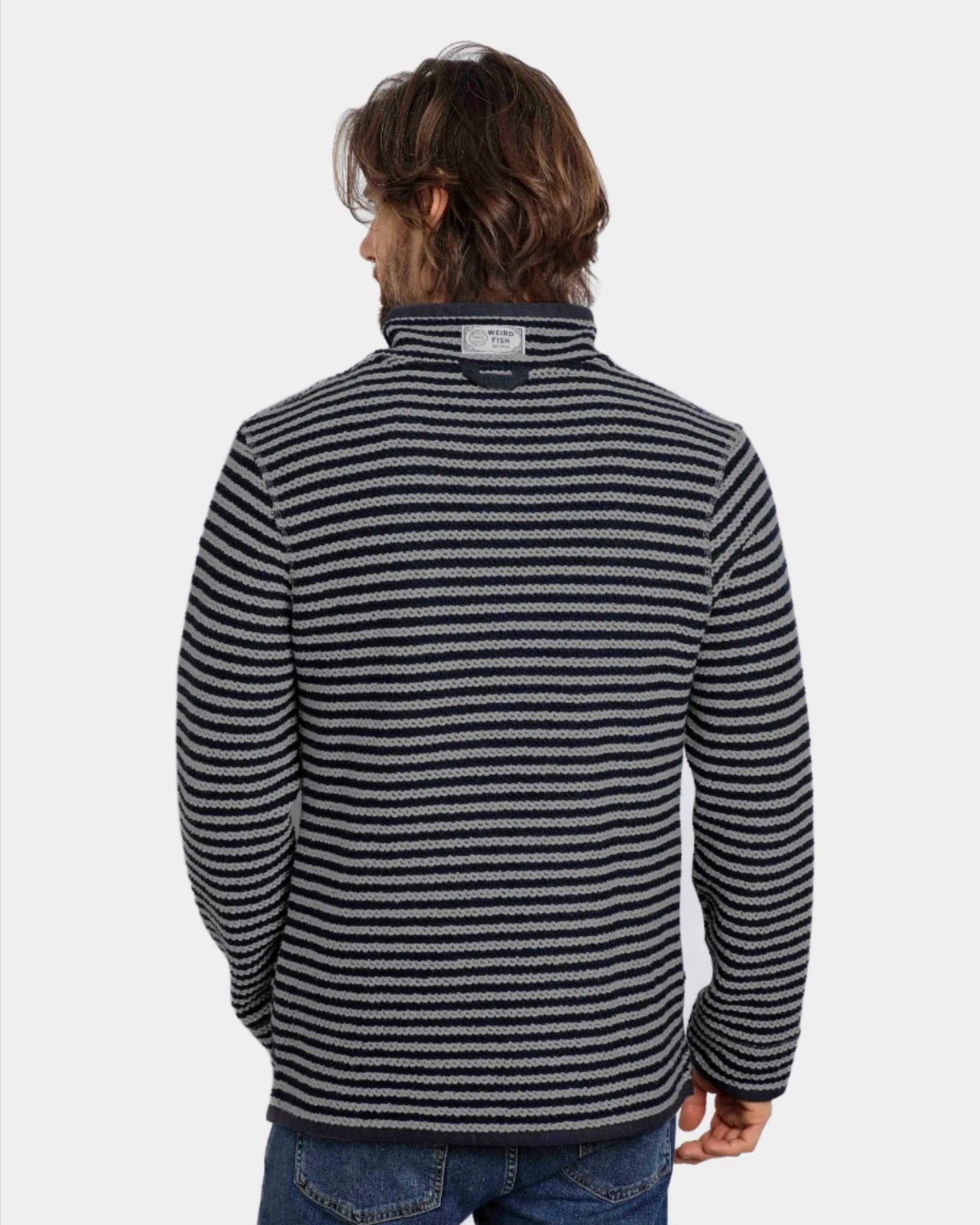 Shorling Frost Grey 1/4 Zip Stripe Eco Macaroni Sweatshirt