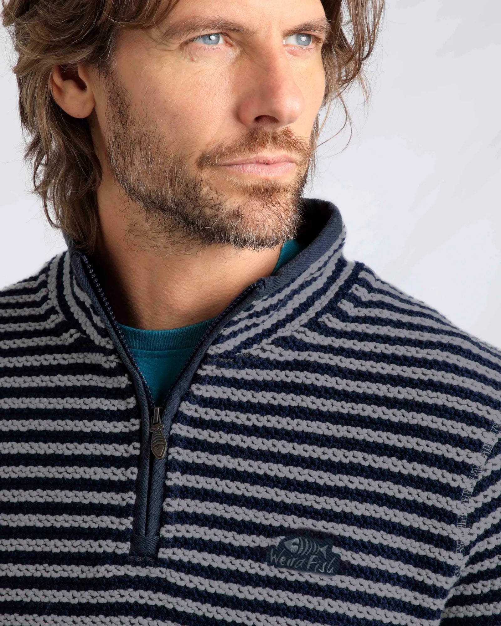 Shorling Frost Grey 1/4 Zip Stripe Eco Macaroni Sweatshirt