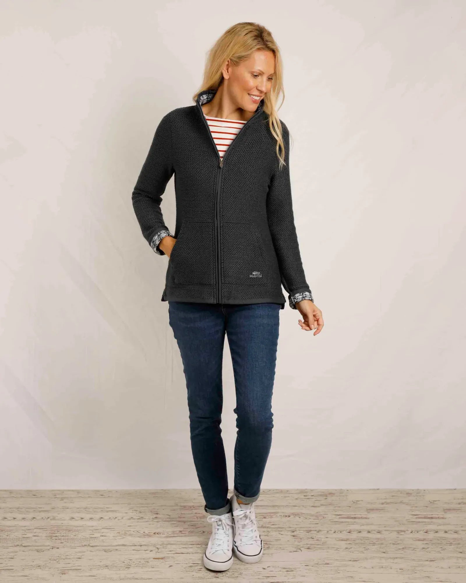 Sontee Navy Full Zip Eco Macaroni Sweatshirt