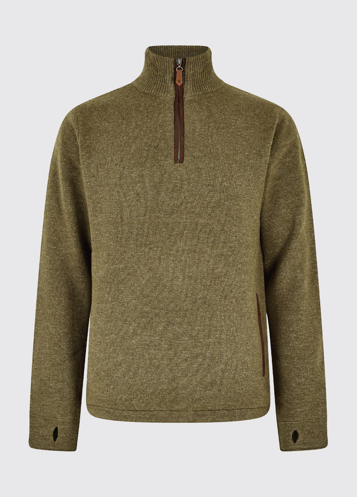 Feeney Zip Neck Sweater - Dusky Green