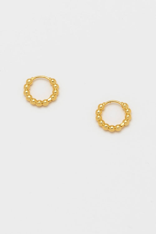 Beaded Mini Huggie Earrings - Gold Plated