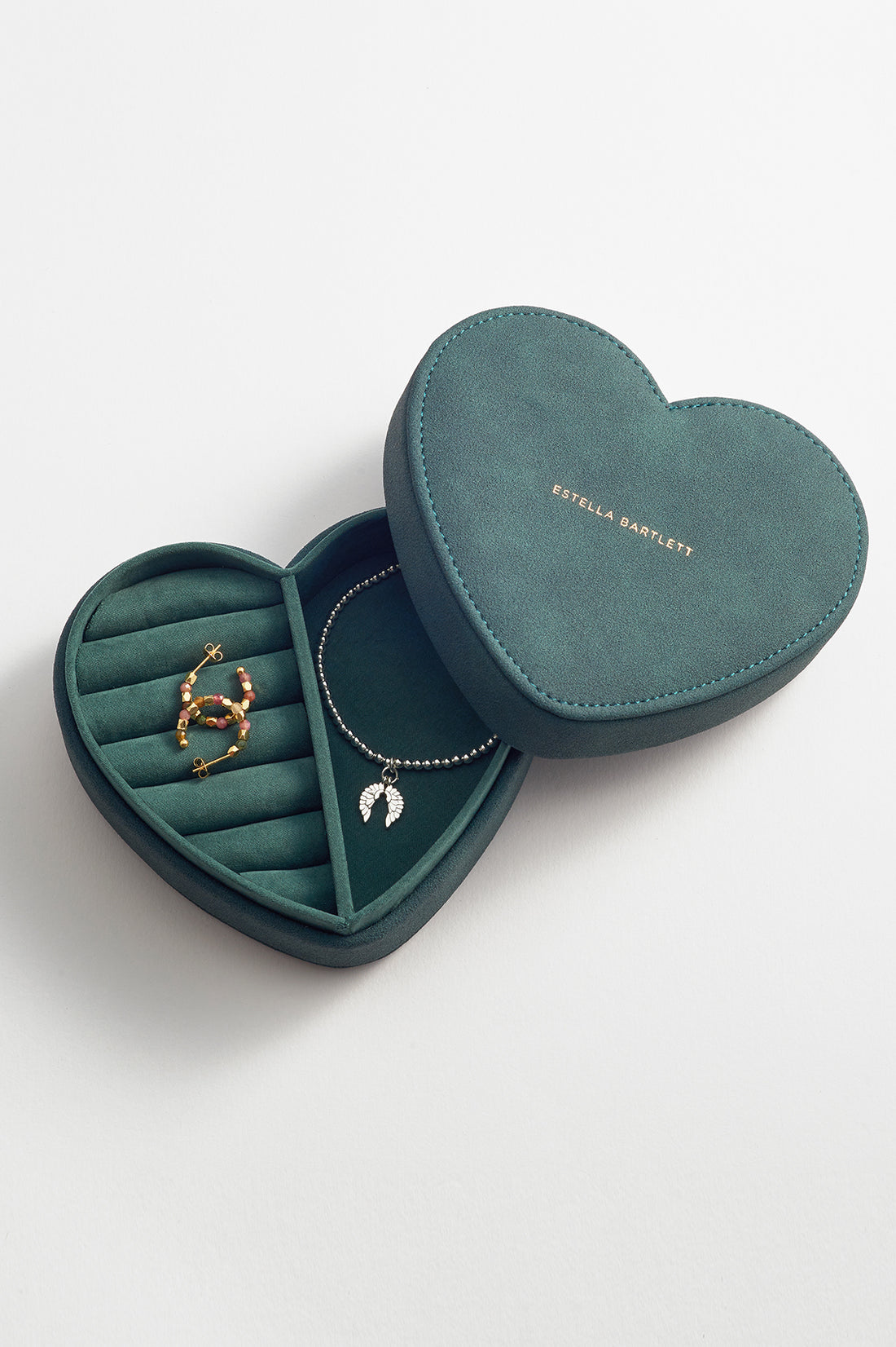 Heart Jewellery Box - Teal Velvet