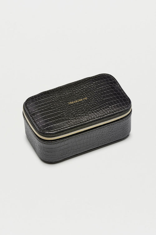Mini Jewellery Box - Black Croc