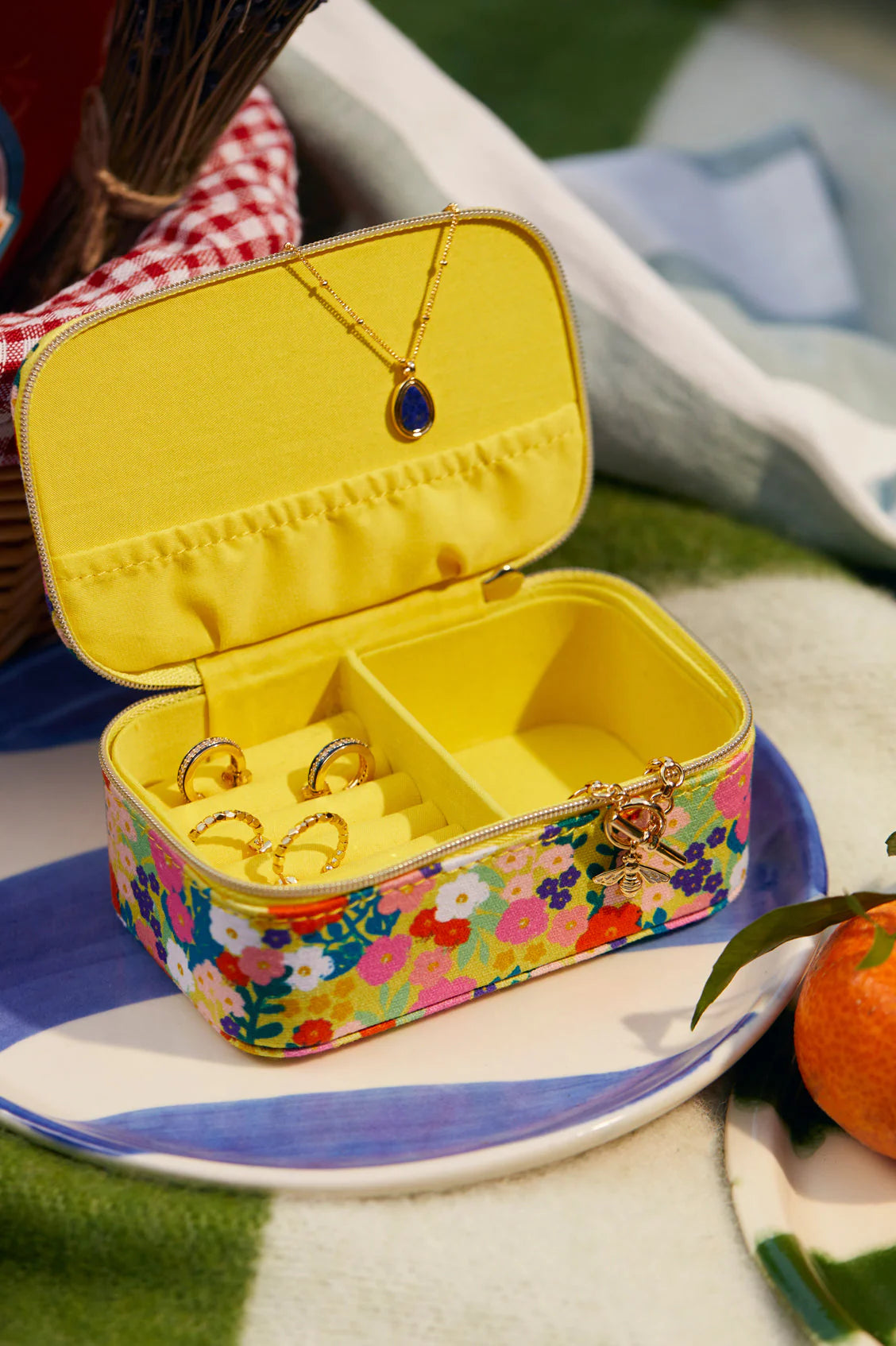 Mini Jewellery Box - Yellow Floral Print