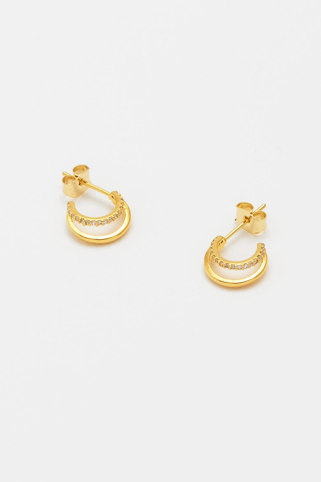 Pave Curl Hoops - Gold Plated