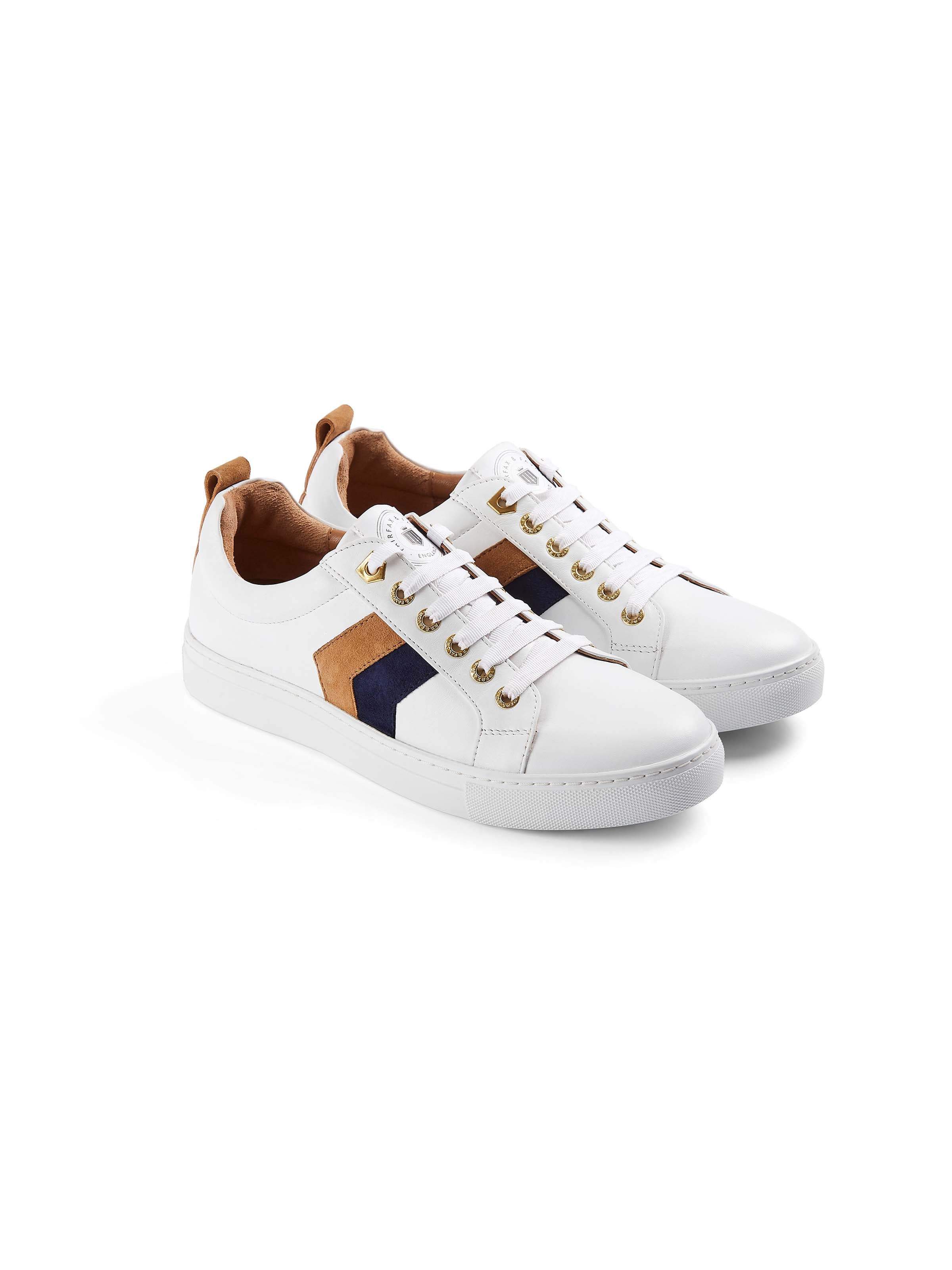 The Alexandra Trainer - Tan & Navy Suede