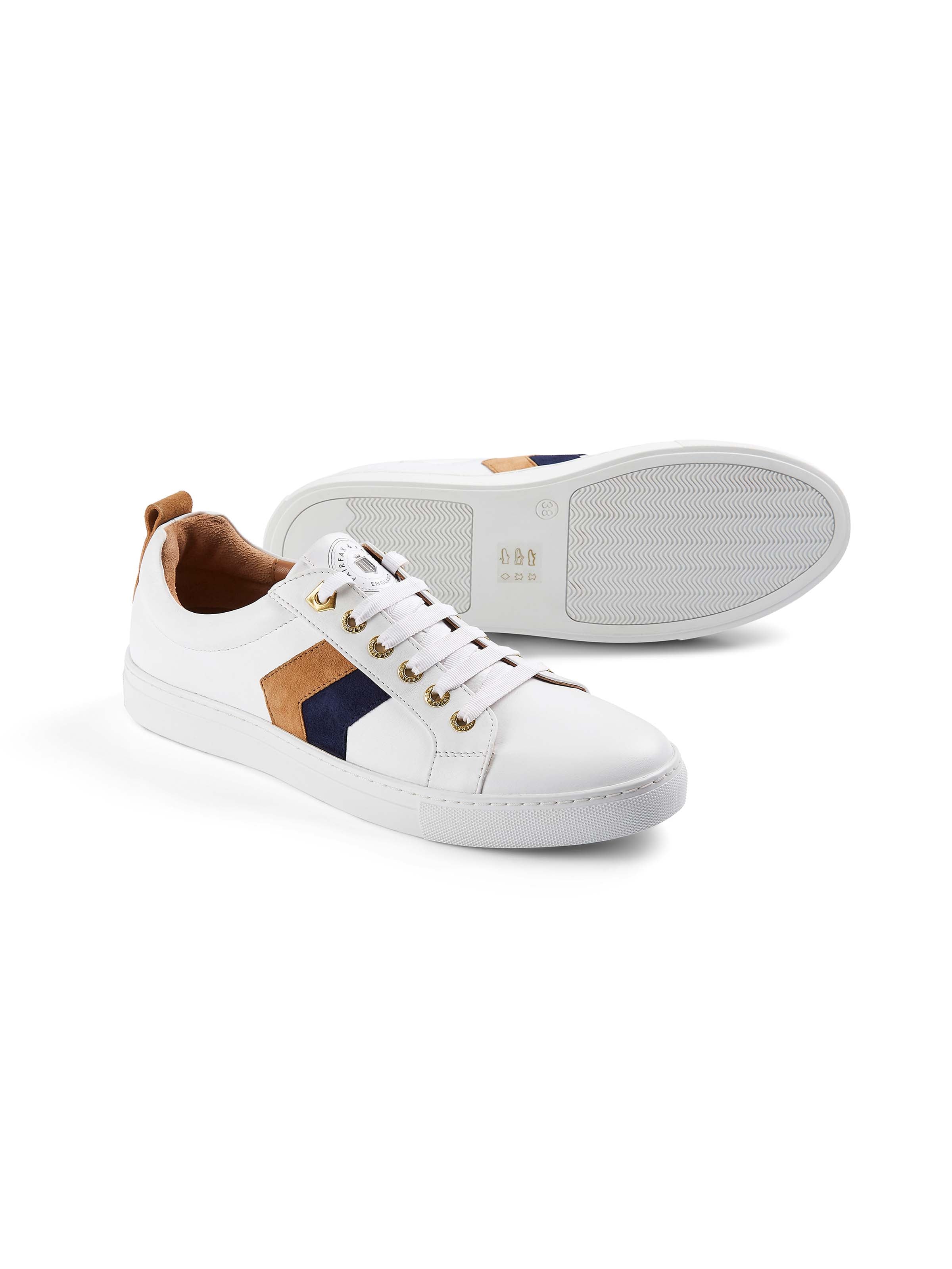 The Alexandra Trainer - Tan & Navy Suede