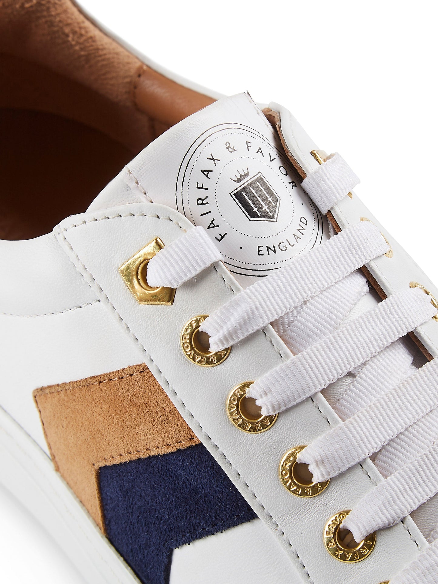 The Alexandra Trainer - Tan & Navy Suede
