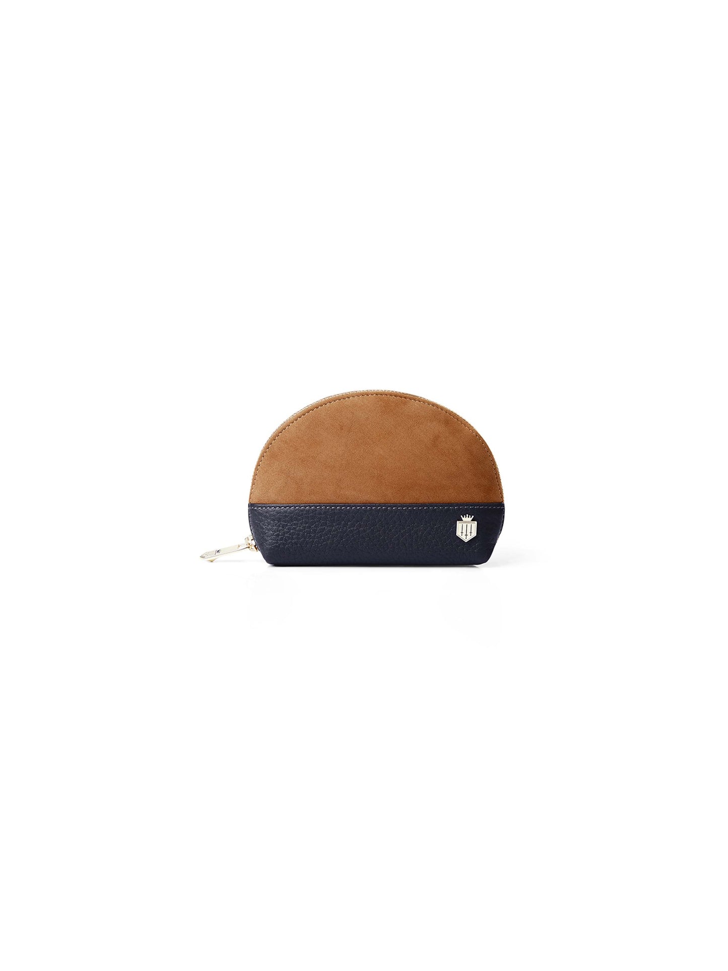The Chiltern Coin Purse - Tan & Navy Suede