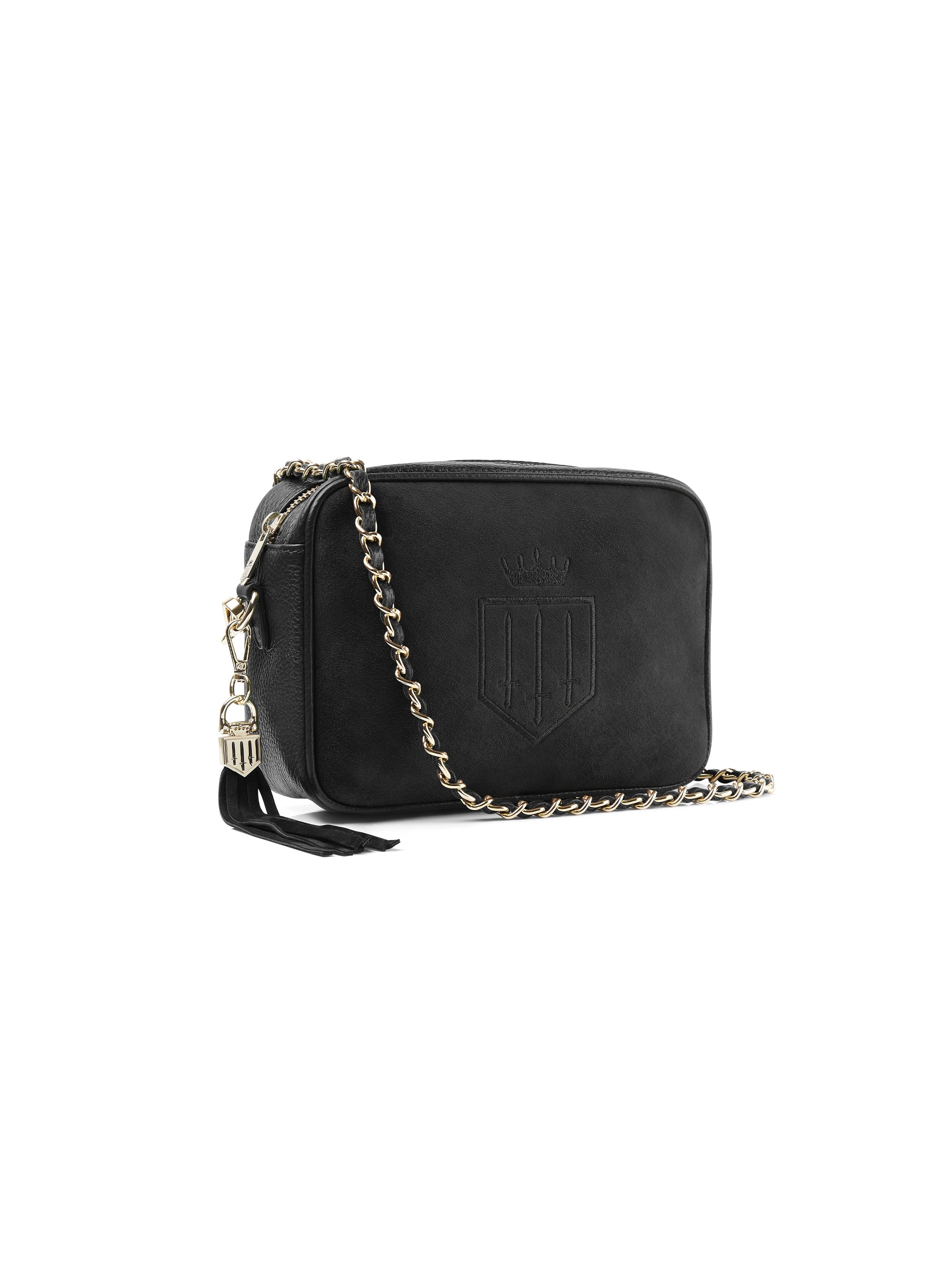 The Finsbury Cross Body Bag - Black Suede