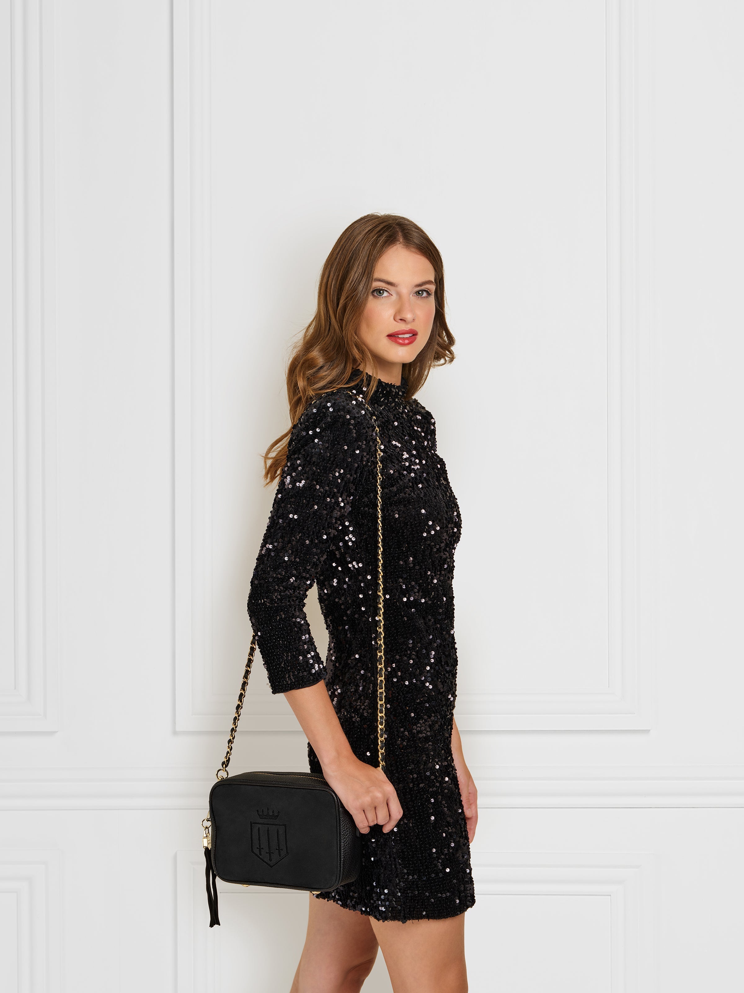 The Finsbury Cross Body Bag - Black Suede