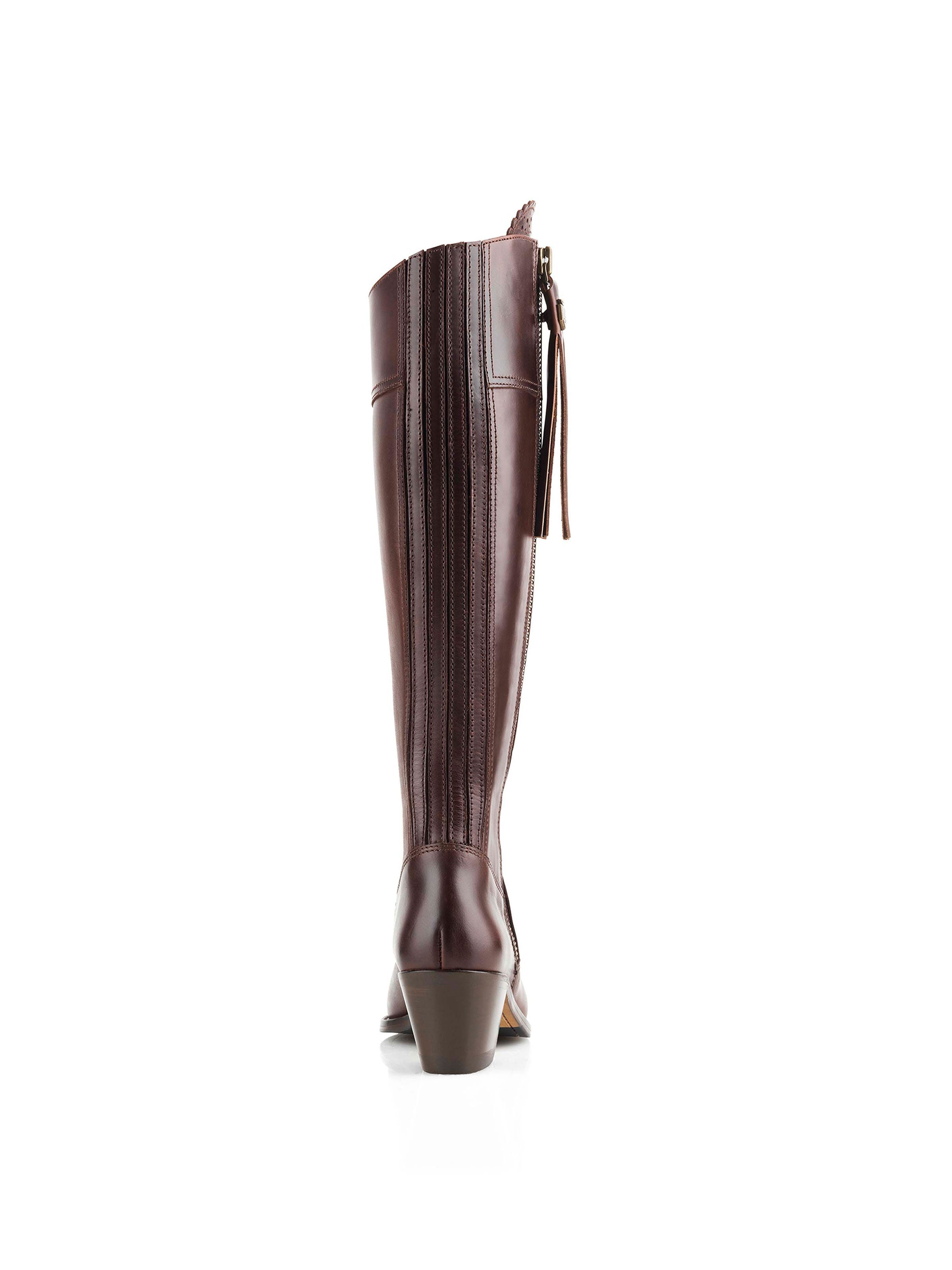 The Heeled Regina Boot - Mahogany Leather