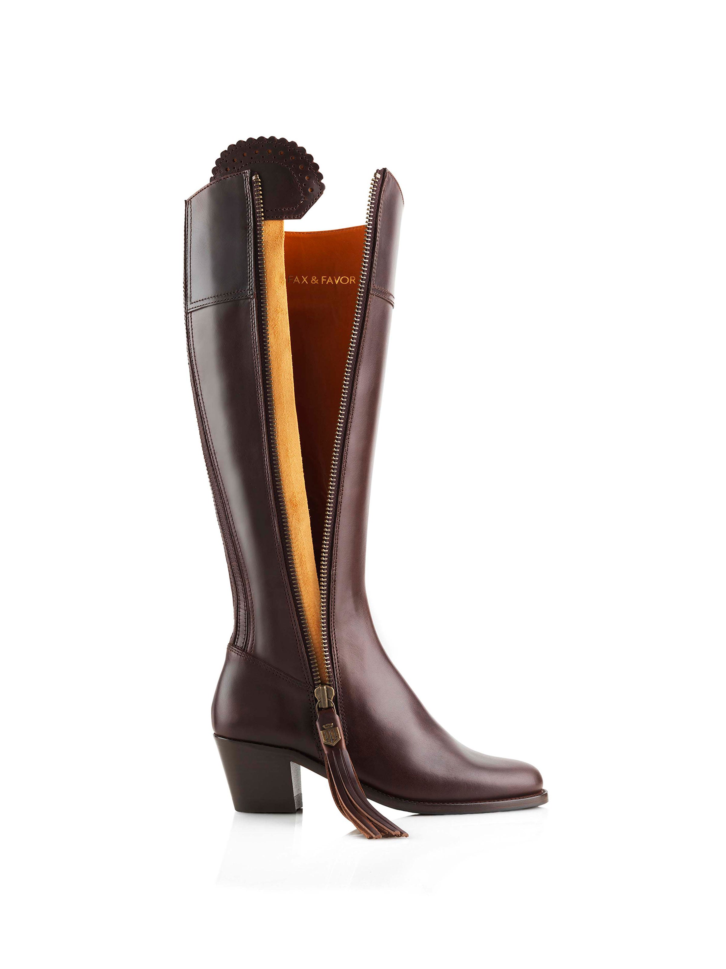 The Heeled Regina Boot - Mahogany Leather