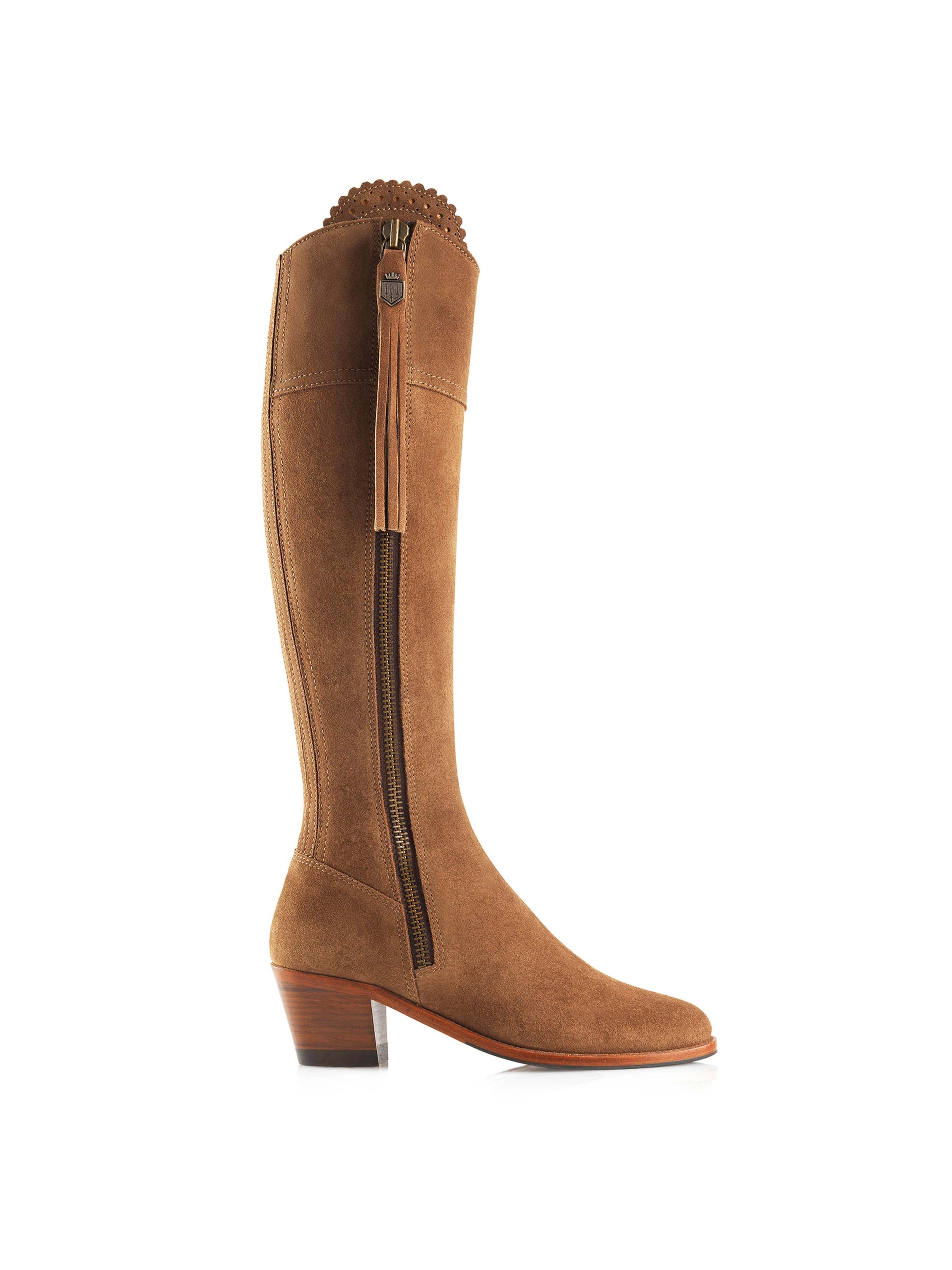 The Heeled Regina Boot - Tan Suede