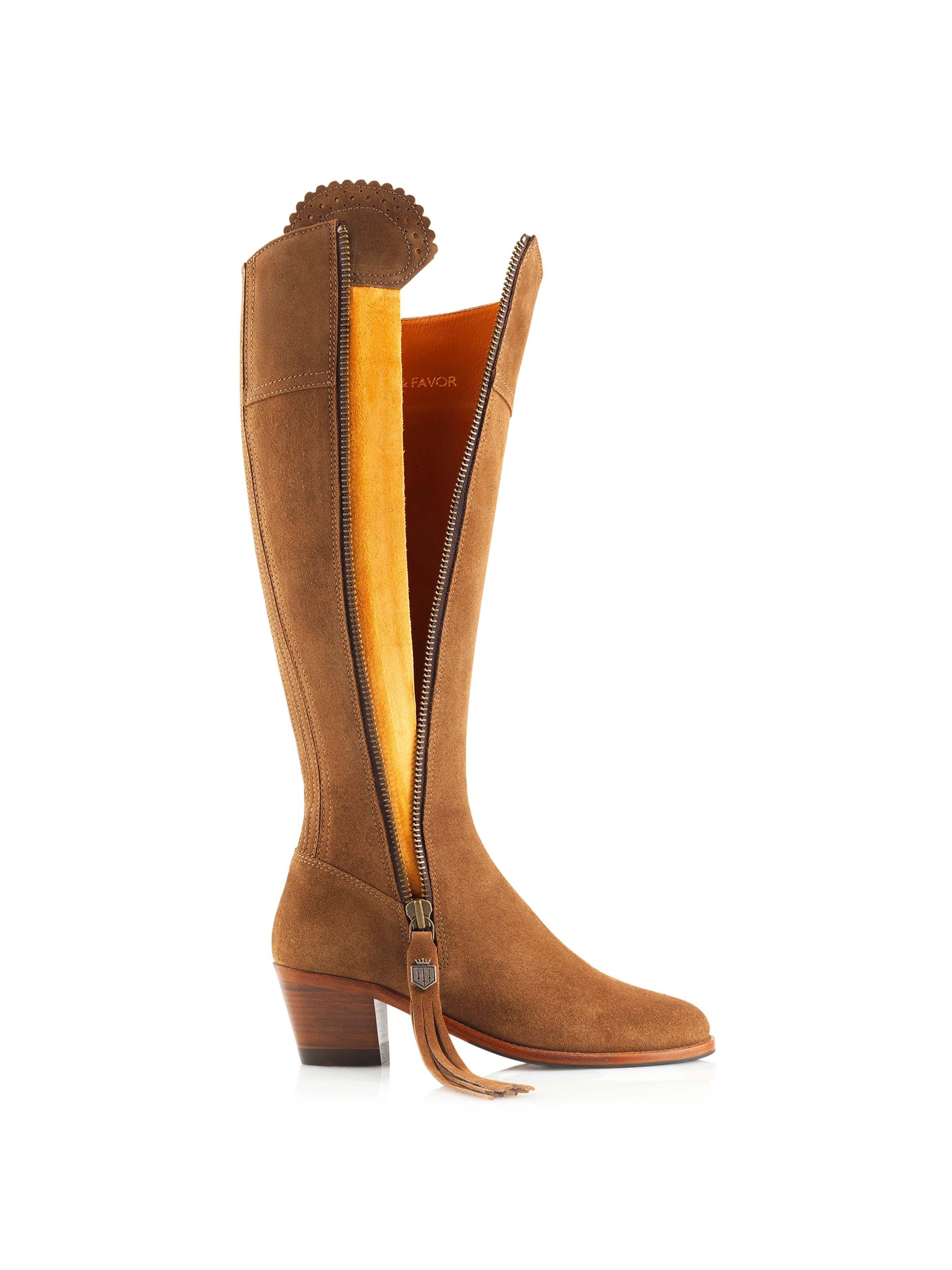 The Heeled Regina Boot - Tan Suede