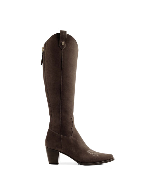 The Knee High Rockingham Boot - Chocolate Suede