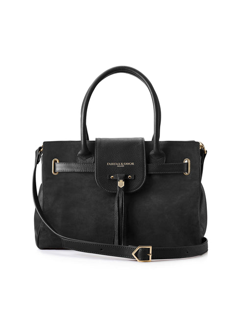 The Windsor Handbag - Black Suede