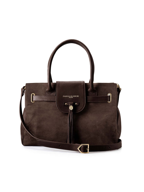The Windsor Handbag - Chocolate Suede
