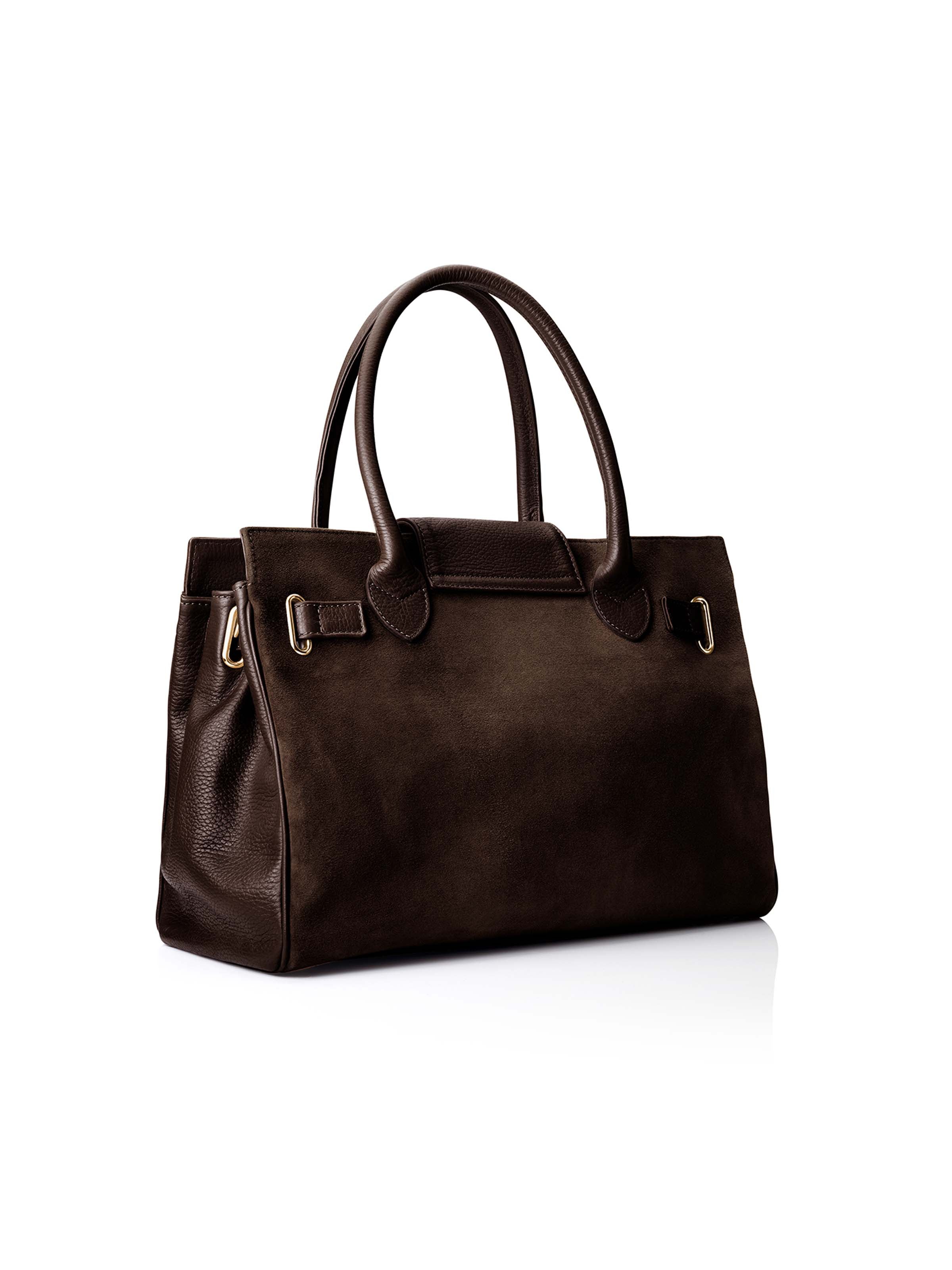 The Windsor Handbag - Chocolate Suede