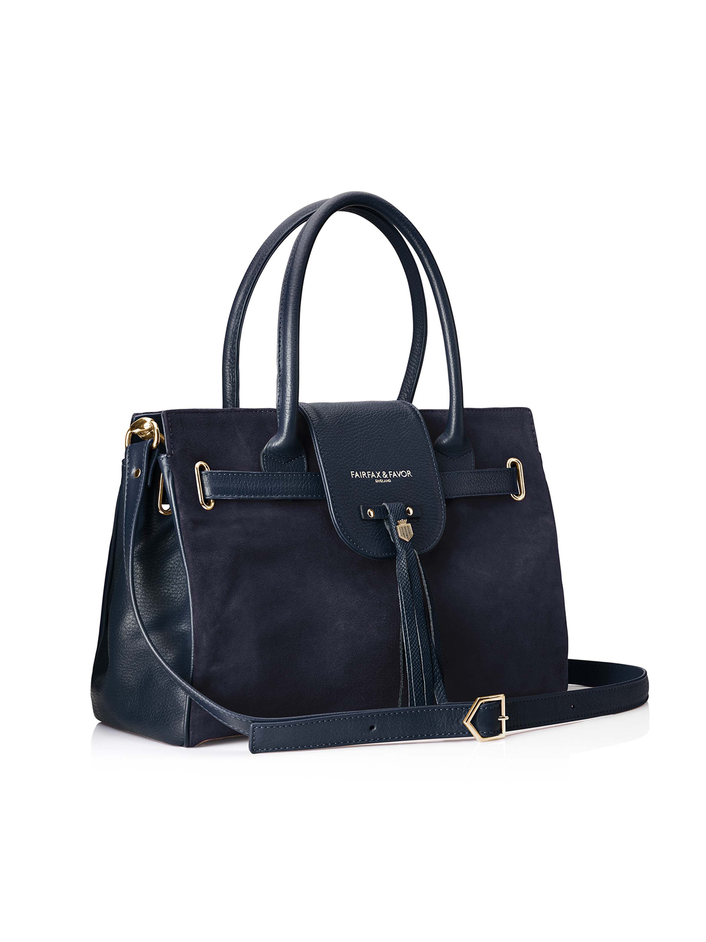 The Windsor Handbag - Navy Suede