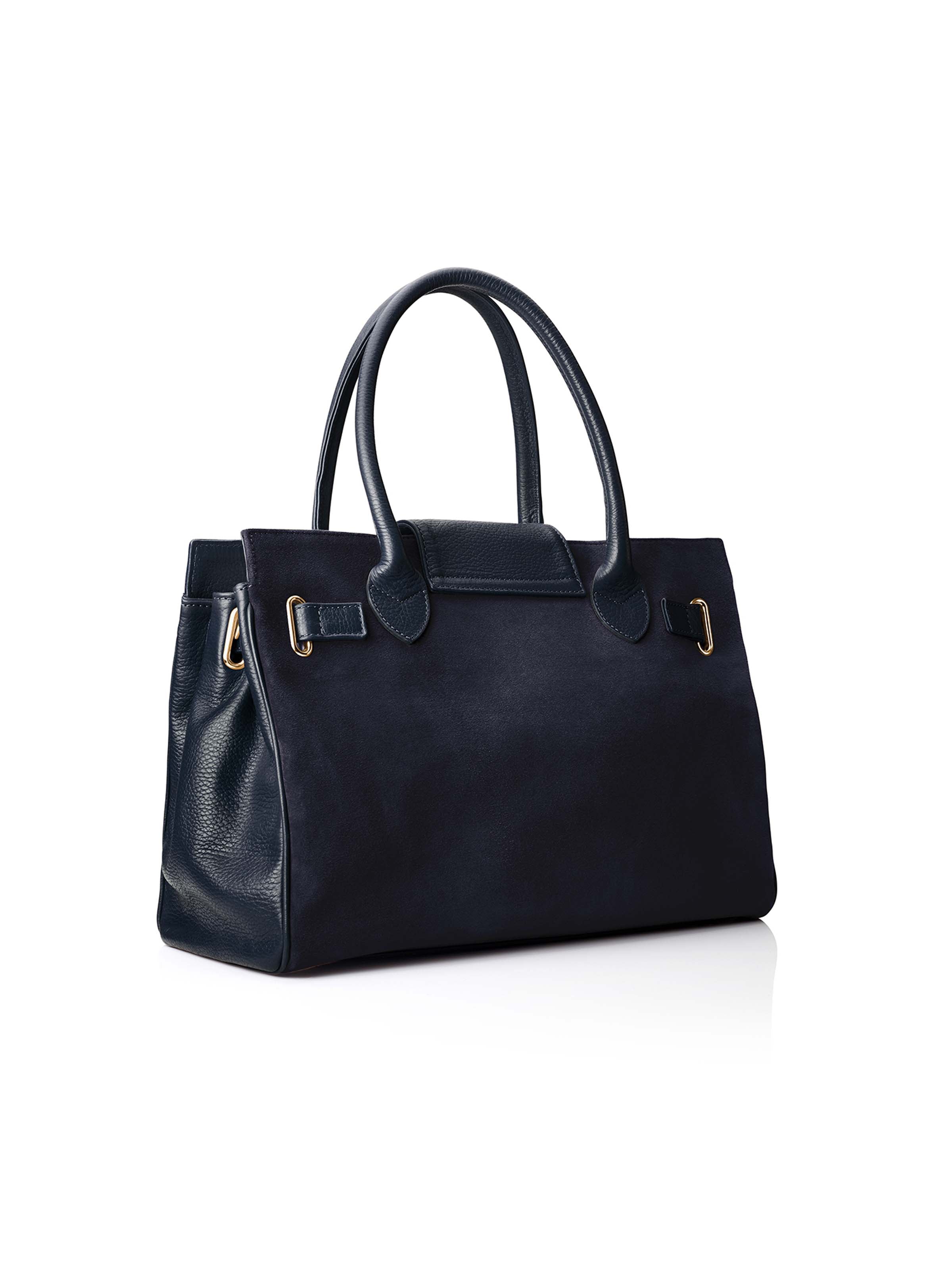 The Windsor Handbag - Navy Suede