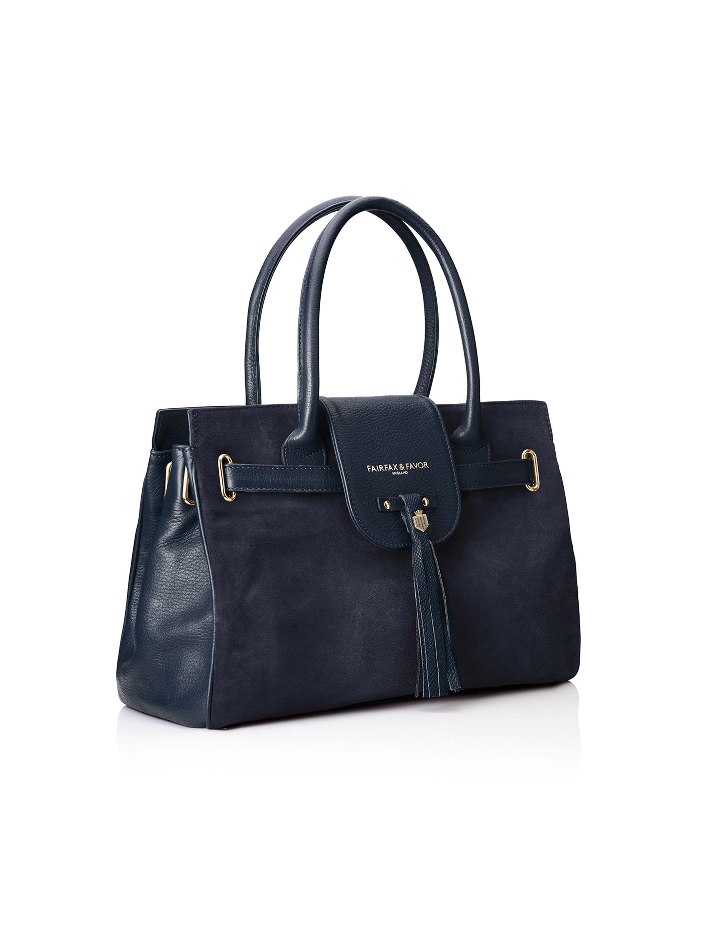 The Windsor Handbag - Navy Suede