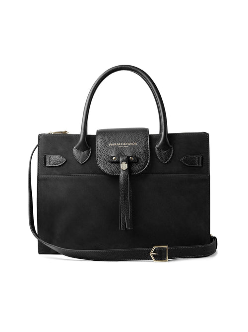 The Windsor Work Bag - Black Suede