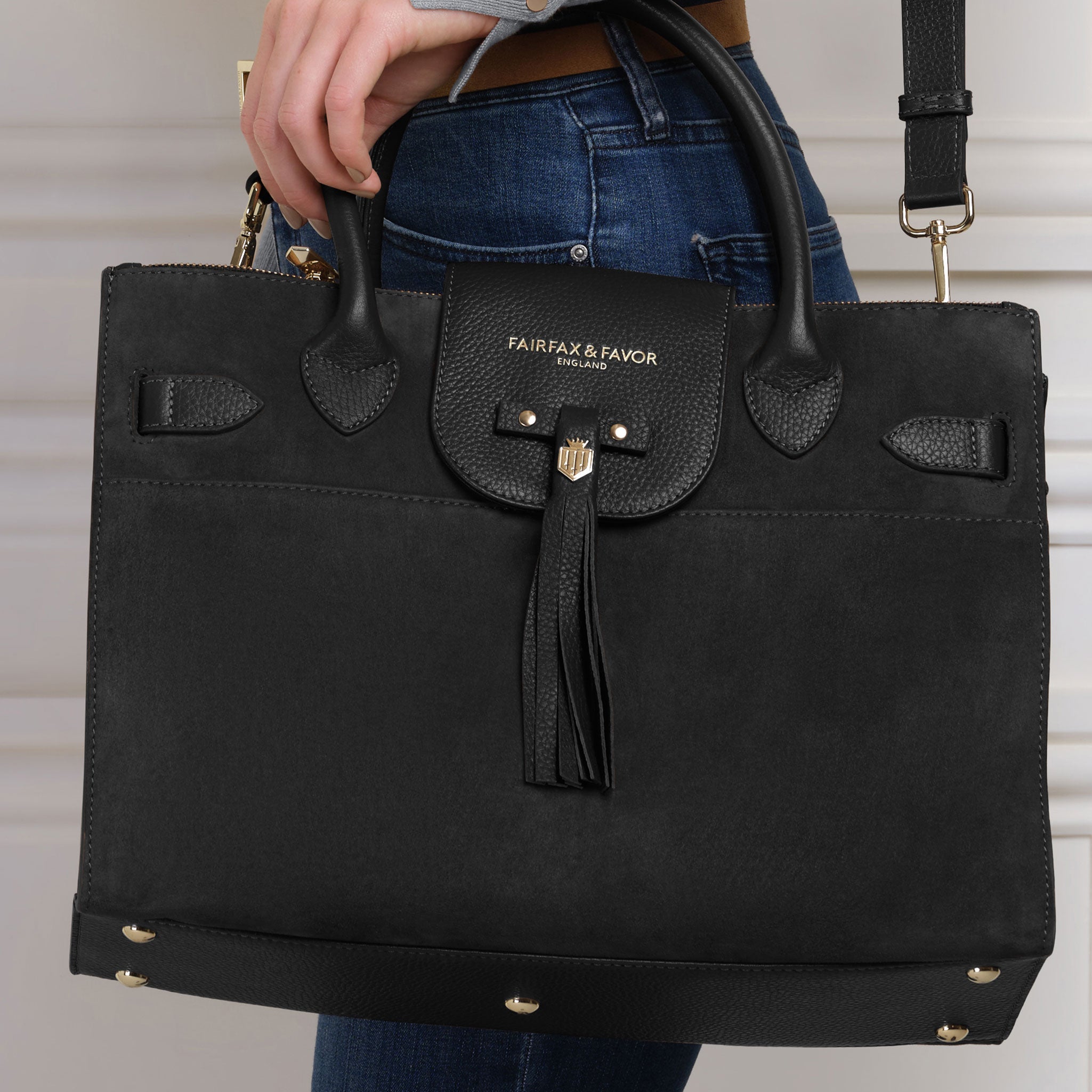 The Windsor Work Bag - Black Suede