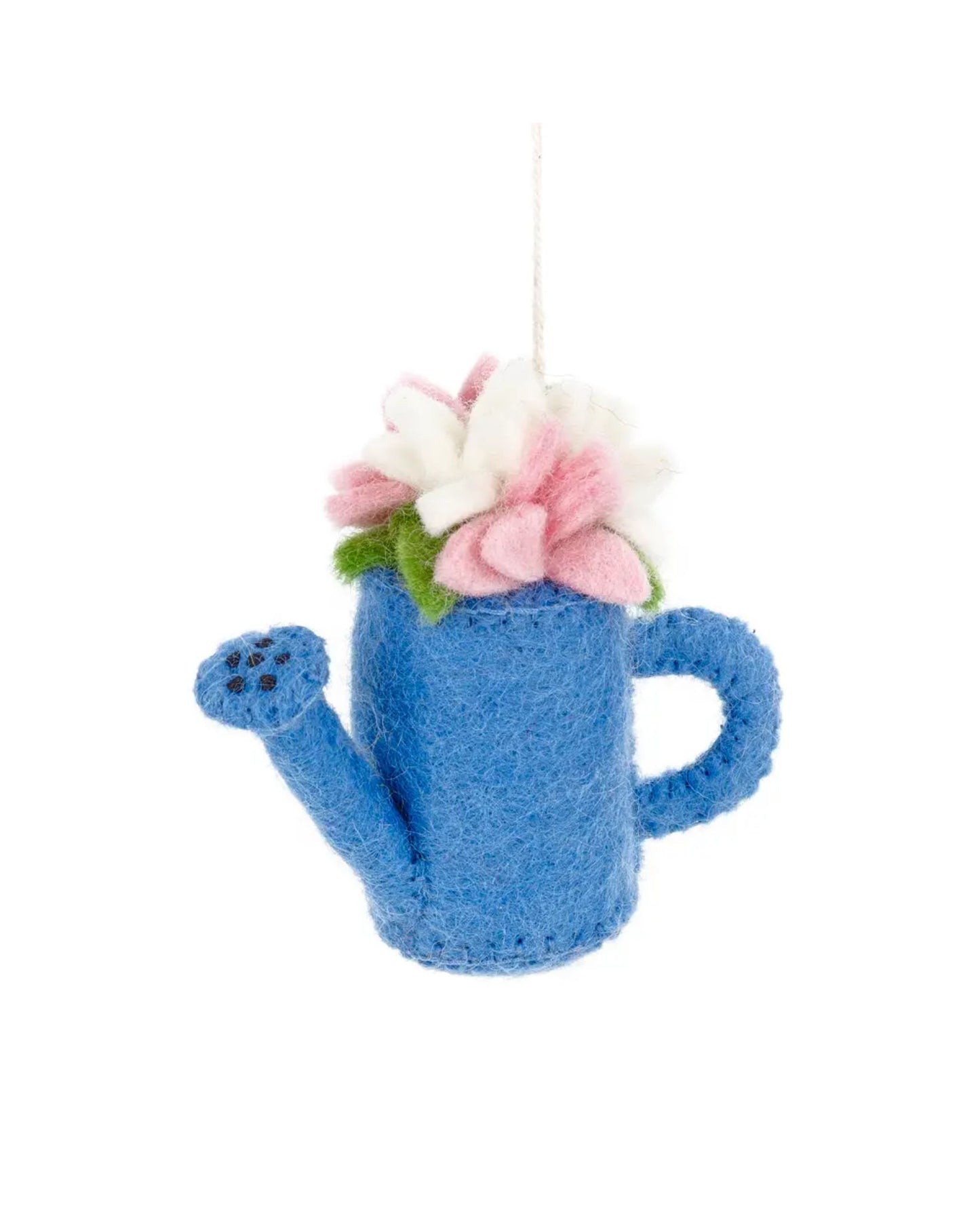 Blossoming Watering Can Handmade Hanging Felt Decoration