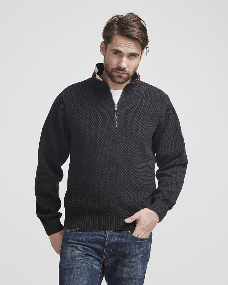 Classic Windproof Knitted Sweater - Black Mel.
