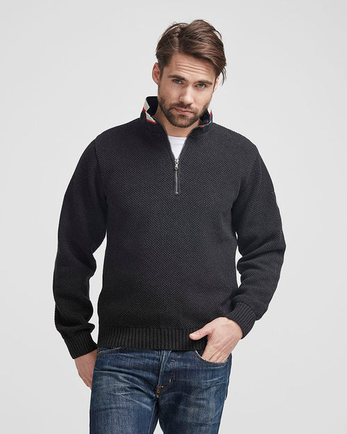 Classic Windproof Knitted Sweater - Black Mel.