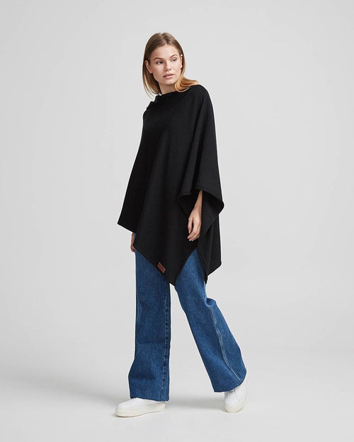 Sofie Knitted Poncho - Black
