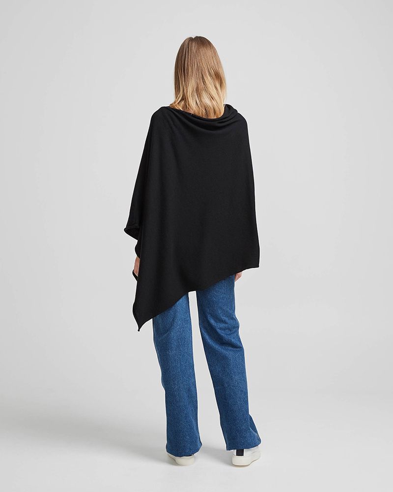 Sofie Knitted Poncho - Black
