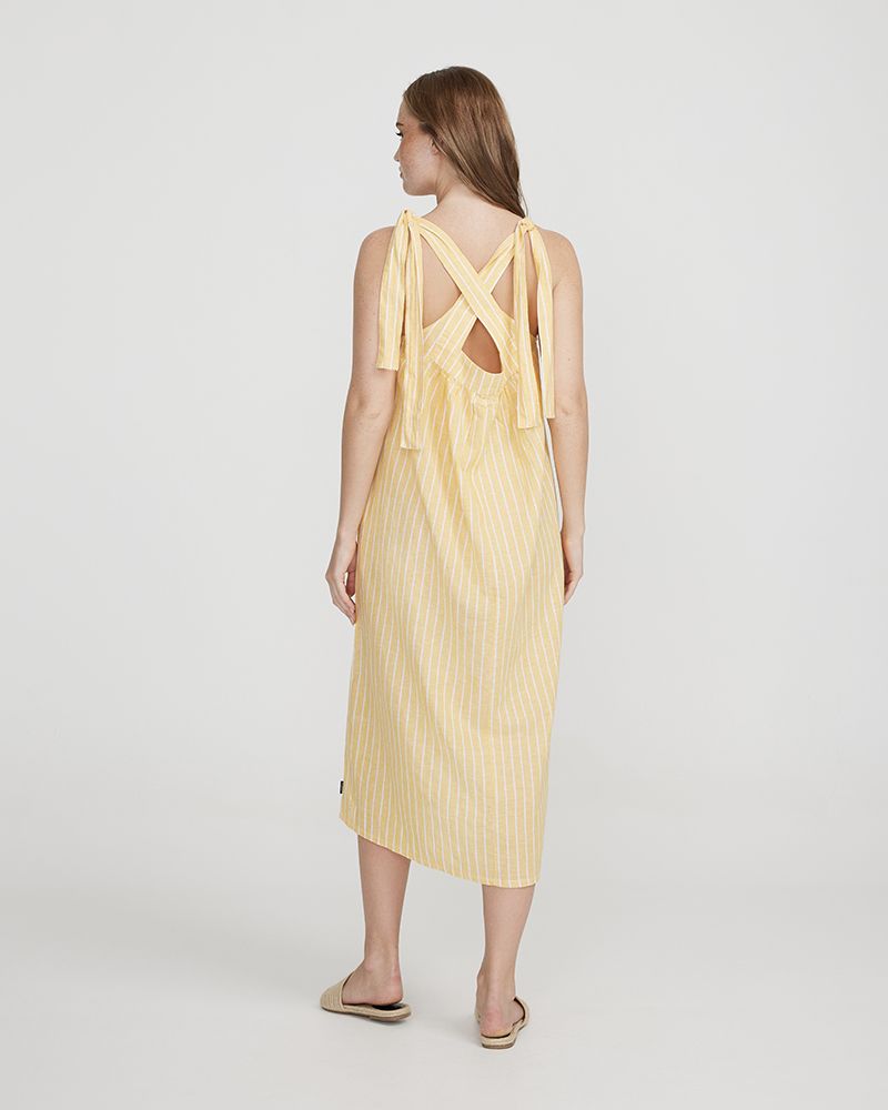 Stina Sun Dress - Pale Yellow/White