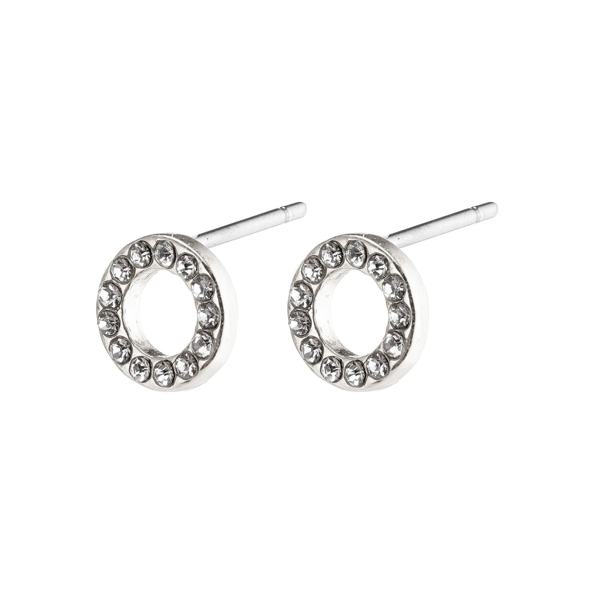 TESSA Crystal Halo Earrings - Silver Plated