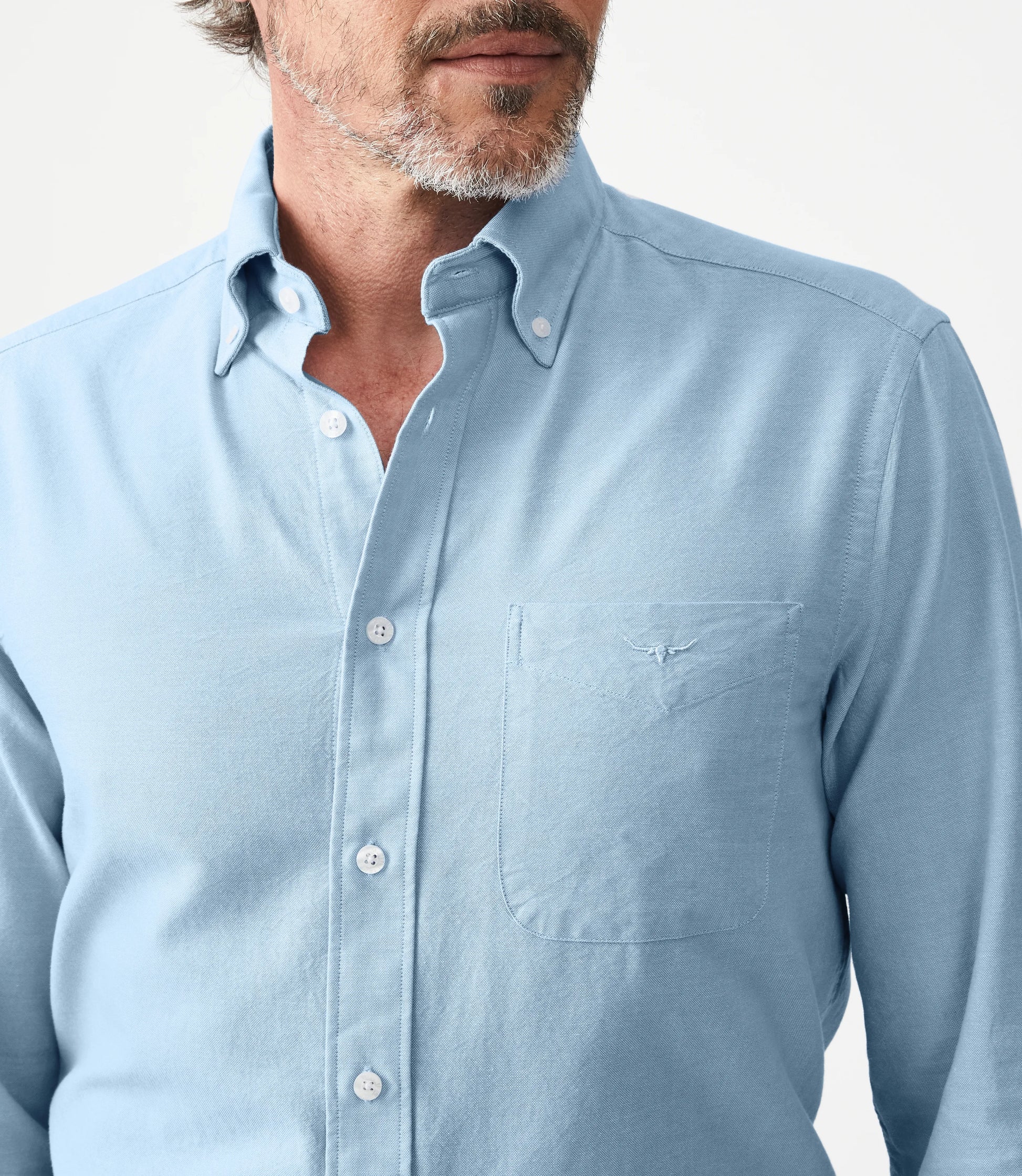 Mens blue button down shirt discount