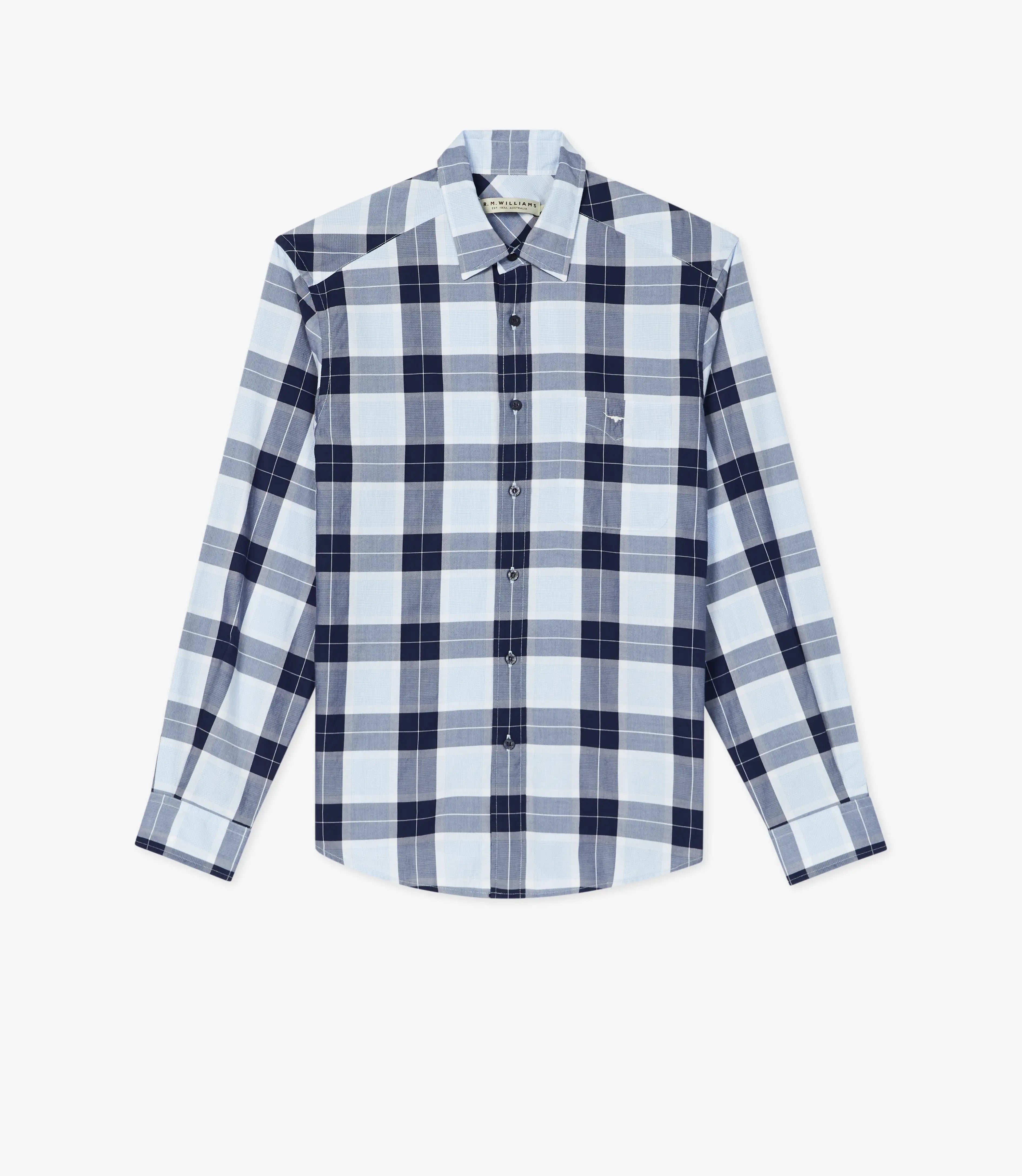RMWilliams Collins Shirt in Blue, Navy & White
