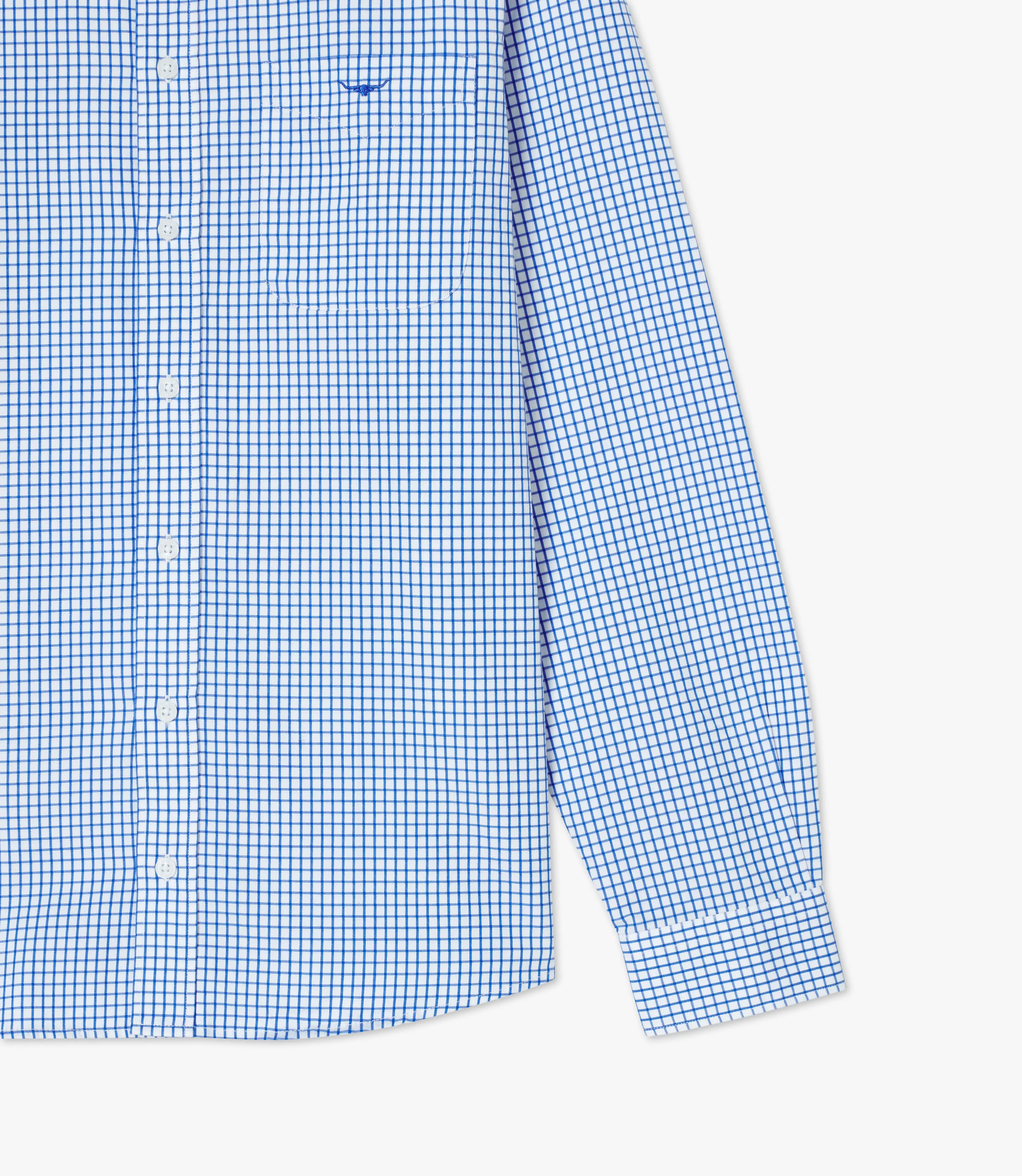 RMWilliams Collins Shirt in White & Blue